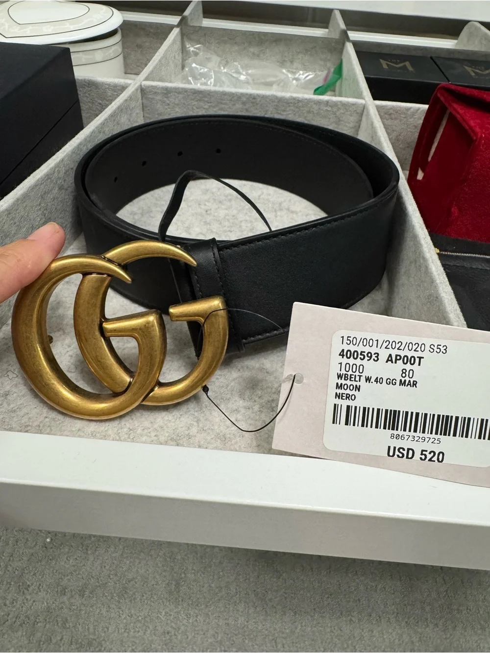 Gucci Nero Leather Belt with Gold Double G Buckle